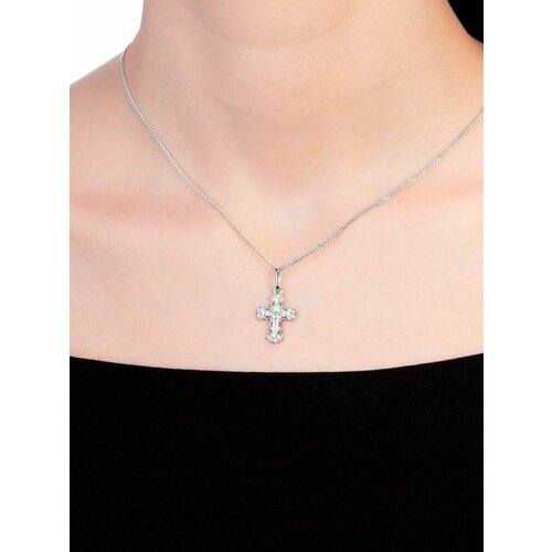 Крестик Argentum серебро 925 проба родирование фианит размер 25 см серебристый 1392₽