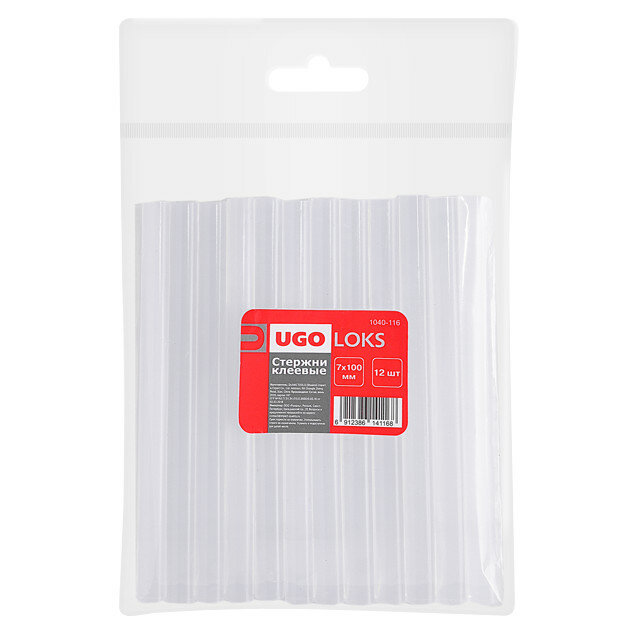 Стержни клеевые UGO LOKS 7х100мм 12шт цвет прозрачный Китай