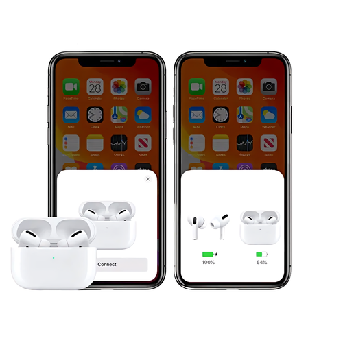 Беспроводные наушники с анимацией для iPhoneiPad и беспроводной зарядкой кейса QI 999₽