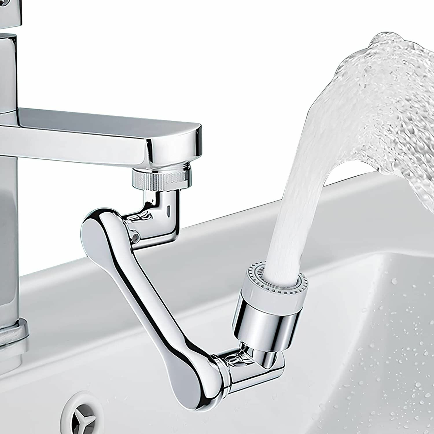 Изображение Водосберегающая насадка аэратор для смесителя (пластик), поворотный, гибкий, 1080 градусов, для кухни и ванной