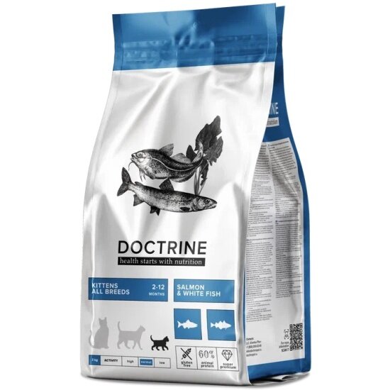Корм сухой Doctrine беззерновой для котят с лососем и белой рыбой, 3 кг