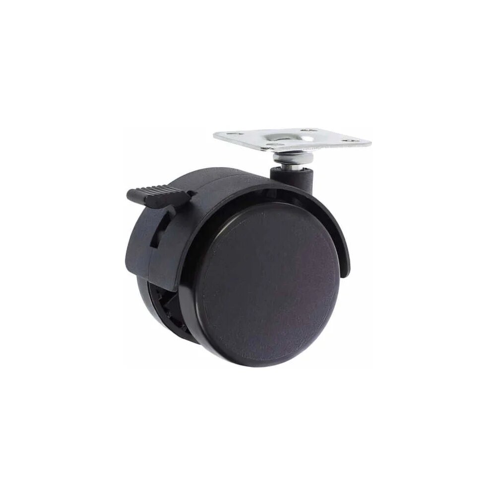 Мебельная колесная опора Tech-Krep D40 мм поворотная с тормозом площадка черный пластик - накладка 151204