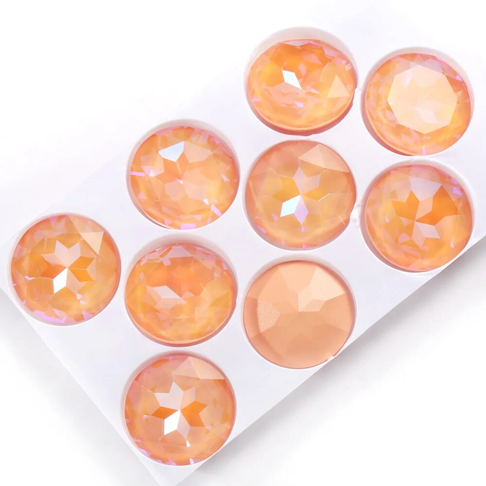 Круглые стеклянные стразы Pointback 27 мм мока Оранжевый, Juicy Peach MI