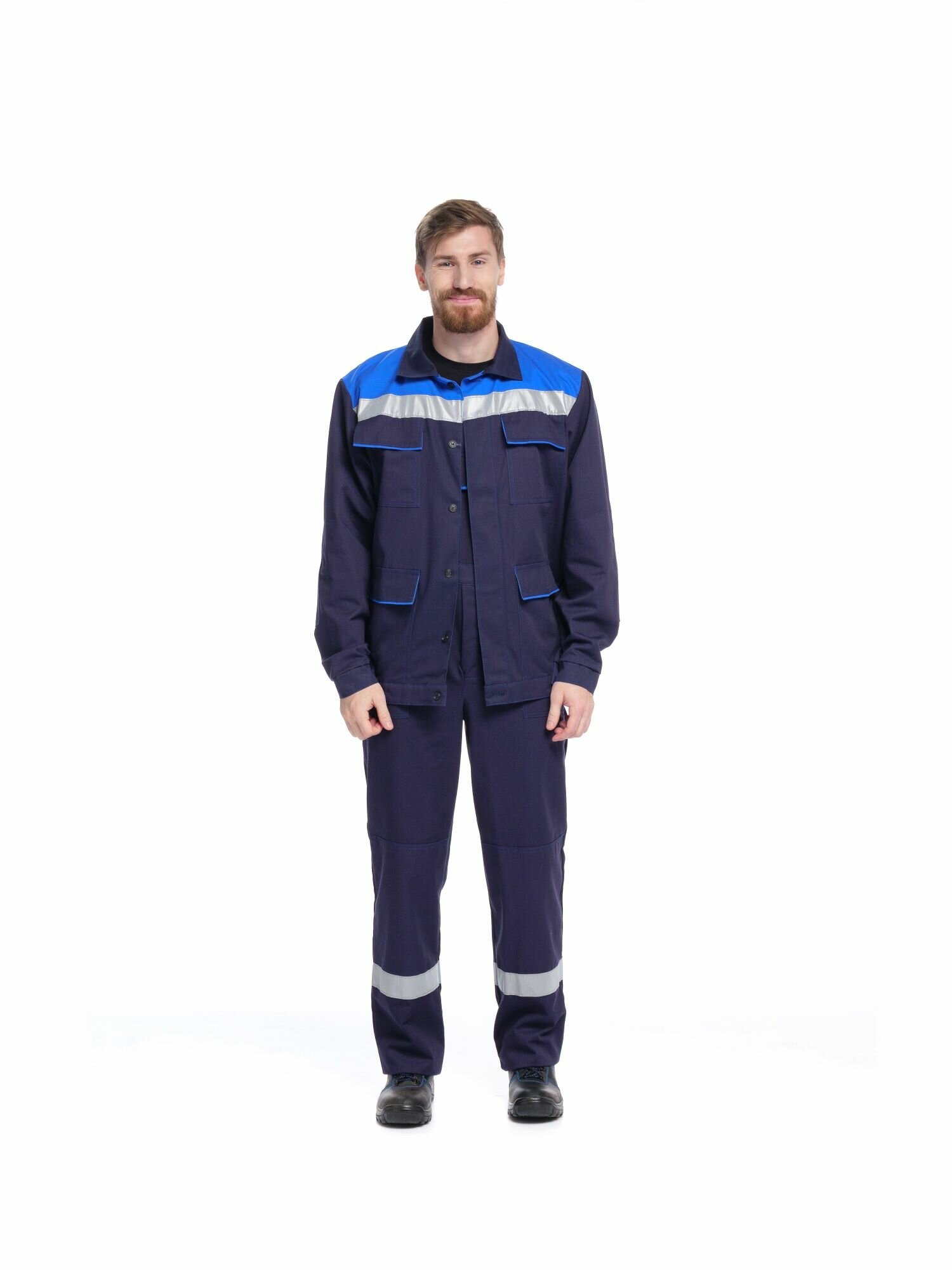 Костюм мужской М-5 Люкс тк. Саржа250 п/к т-синий/васильковый
