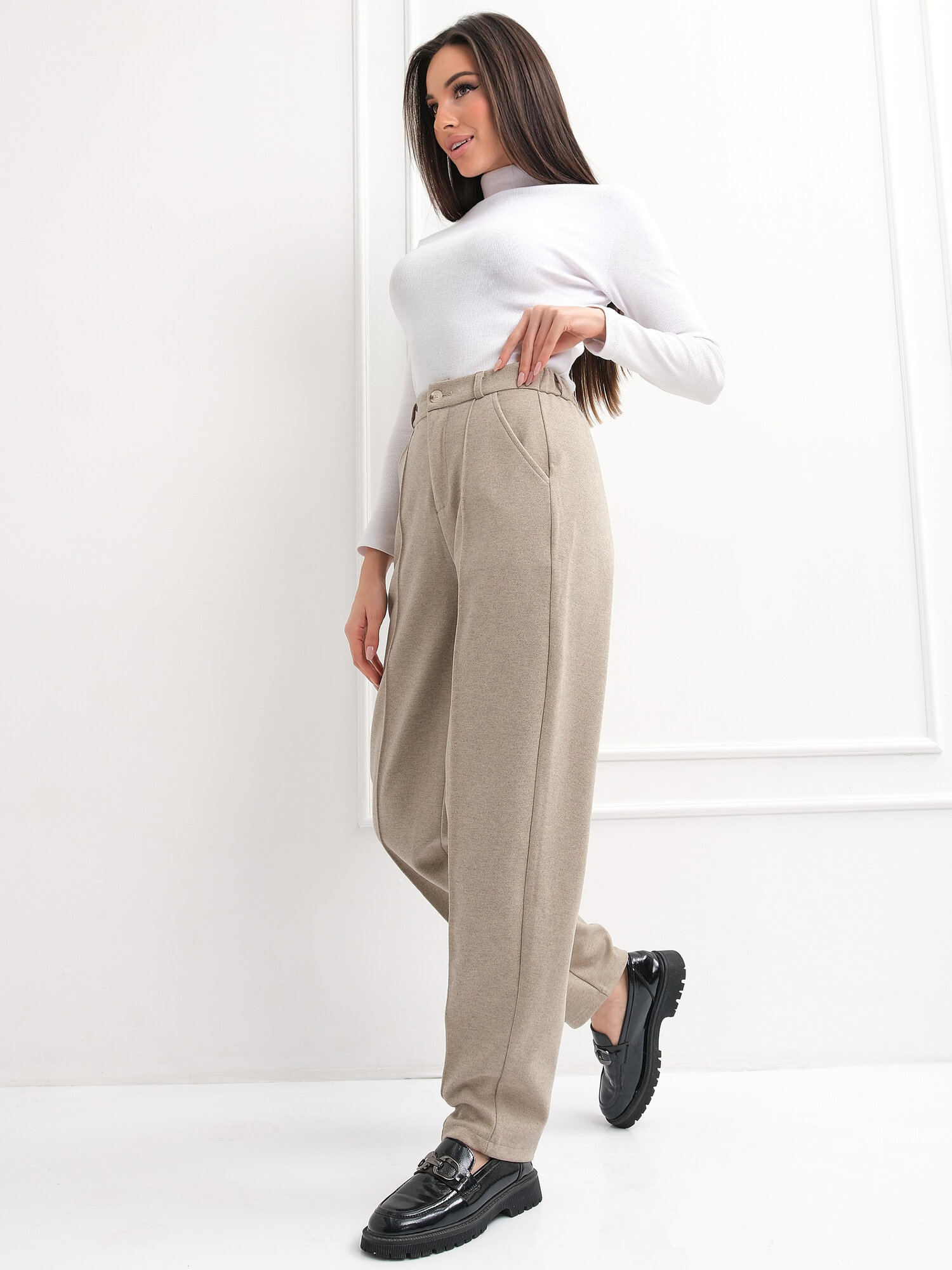 Брюки бананы Rizziano осенняя коллекция, размер 2XL, серый — фото 1