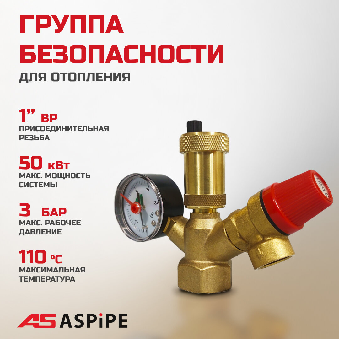 Группа безопасности для отопление ASPiPE 1" 3 бара (AS-017)