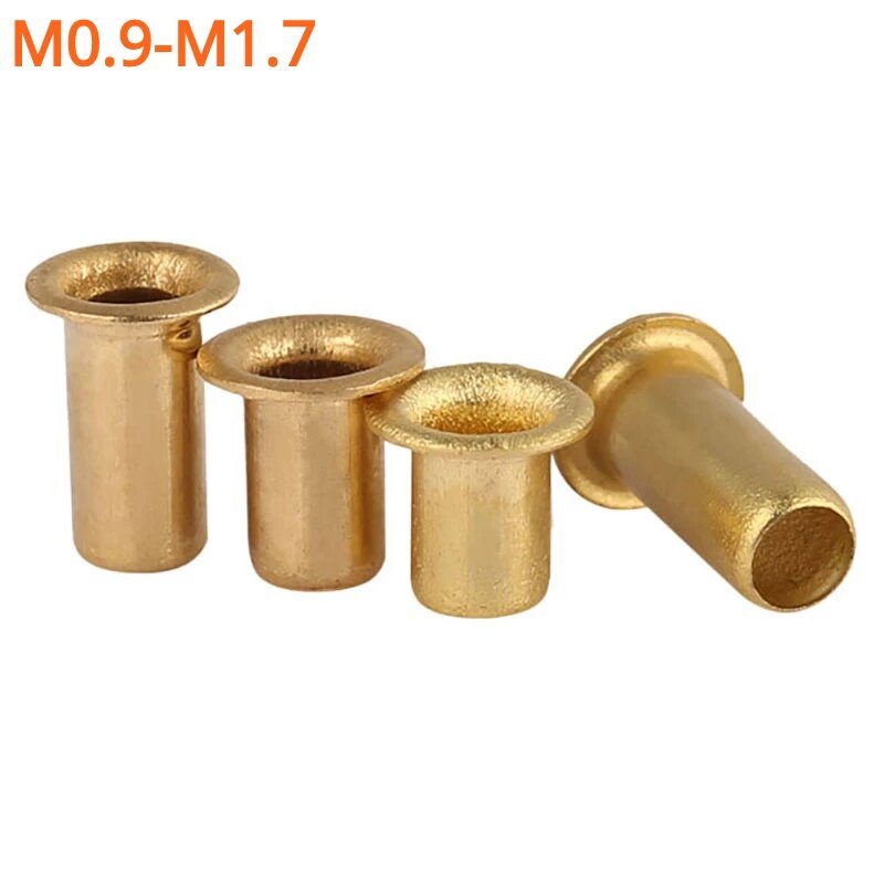 Медные и латунные заклепки M0.9-M1.7, 100 Шт, M0.9x3