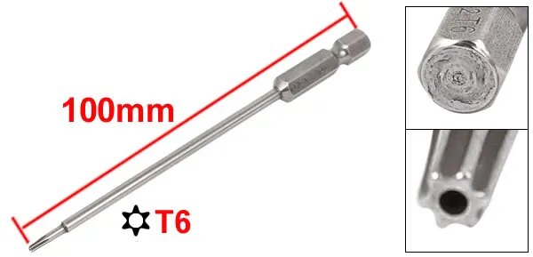 Uxcell магнитная отвертка Torx T6 T7 T8 T9 T10 T15 T25 T30 100 мм, T6
