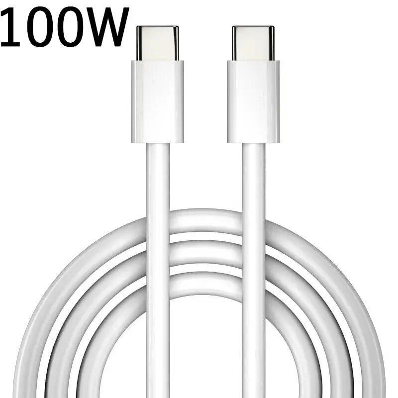 PD 100W 60W USB C to USB Type C Кабель для быстрой зарядки данных для Huawei Samsung Xiaomi Macbook iPad Data Line Type C to Type C, 100W White, 2 м