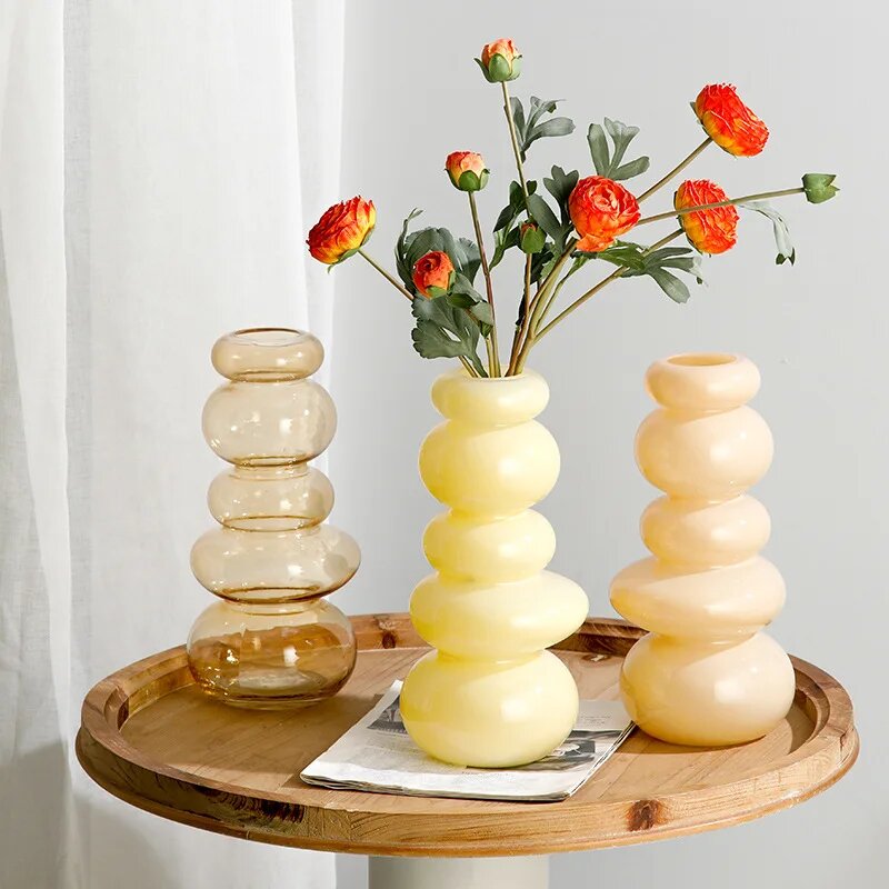 Прозрачная геометрическая ваза из стекла, Розовый — фото 1