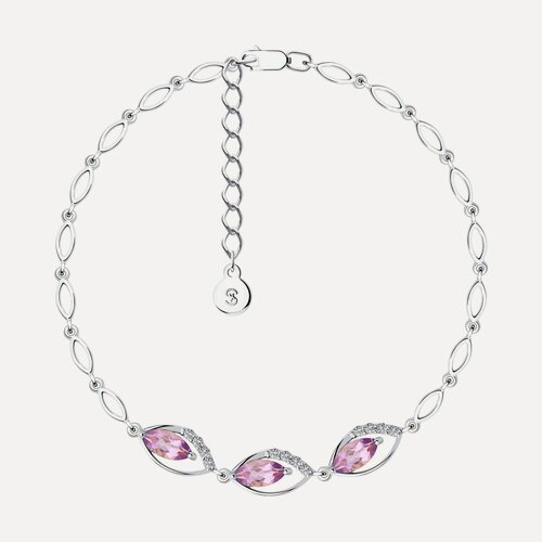 Изображение товара Браслет, серебро, 925 проба, родирование, фианит, аметист