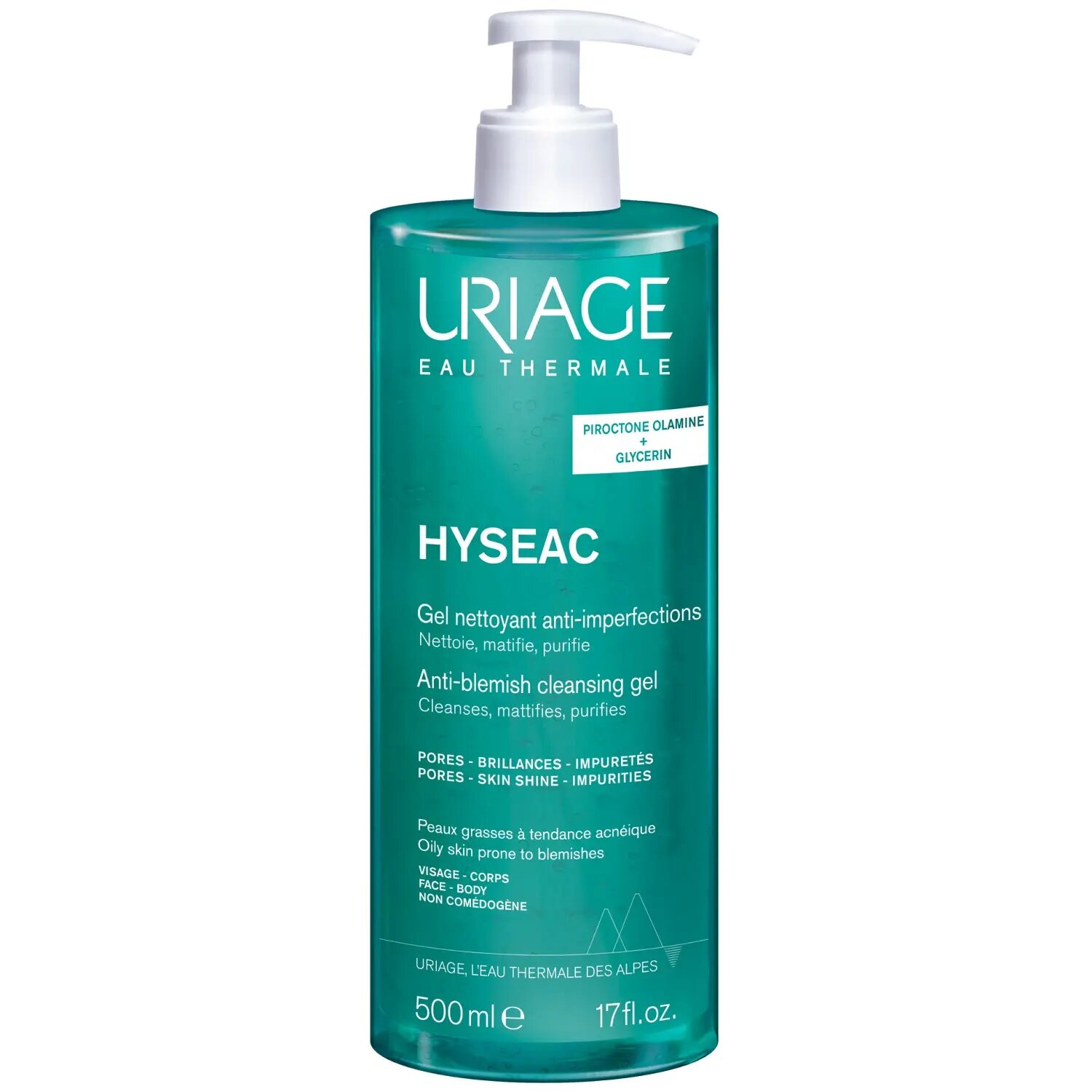 Очищающий гель Uriage Hyseac, против несовершенств, флакон-помпа, 500мл