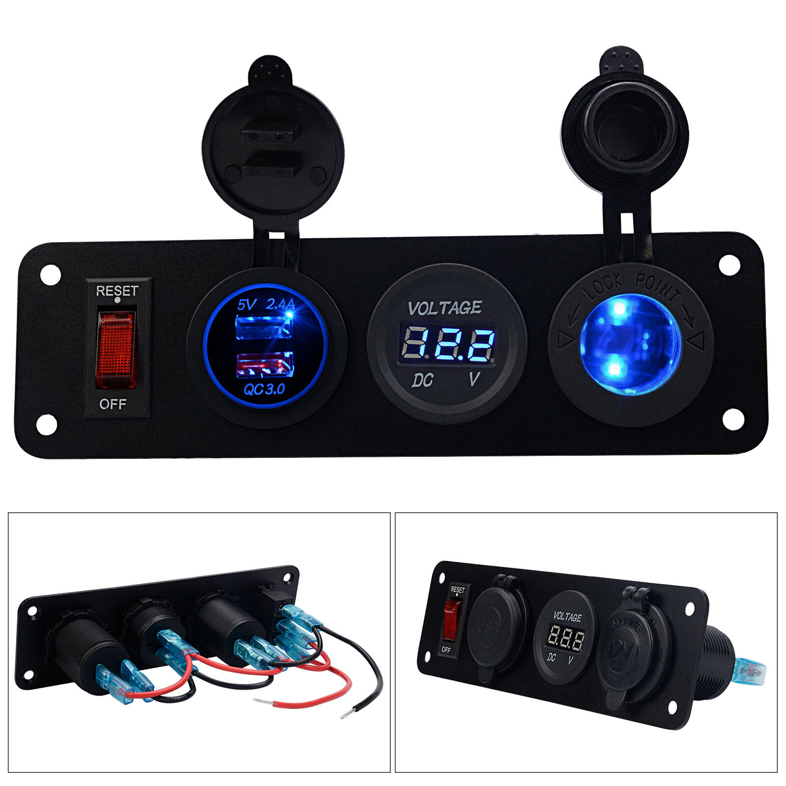 Cigarette Lighter Socket 12V Splitter with Voltmeter Toggle Switch Installed on for Cars ATV RV Short Circuit for Protec