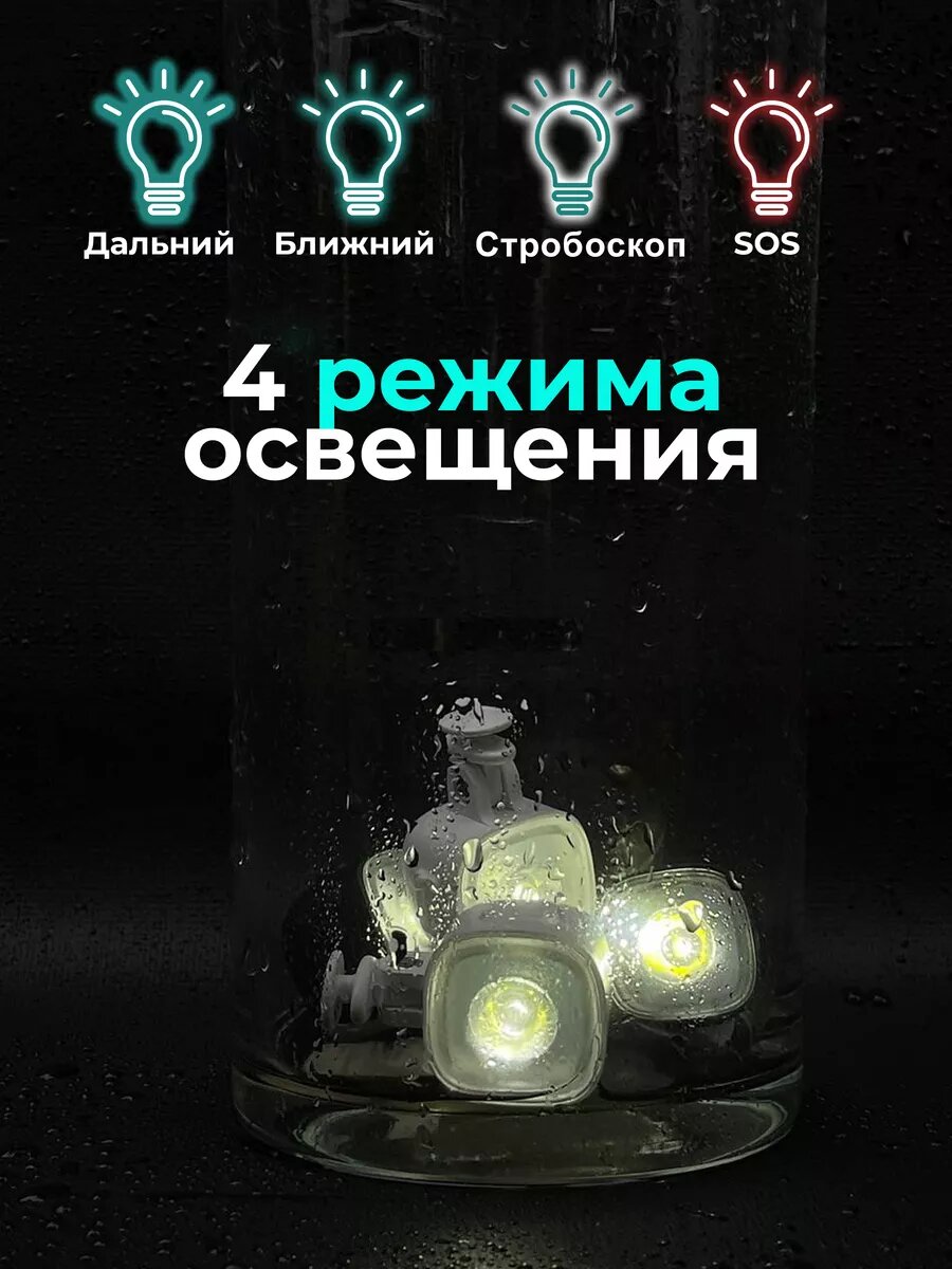 Фонарики для кроксов WISO "Jibbitz", Type-C, ABS-пластик, черные, для CROCS, 2 шт. — фото 1