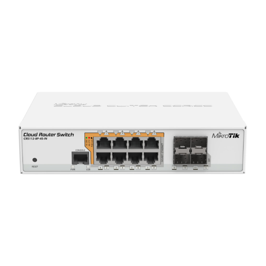 Коммутатор MikroTik CRS112-8P-4S-IN, 128 Мб, 8 x Ethernet 10/100/1000 Мбит/сек, белый
