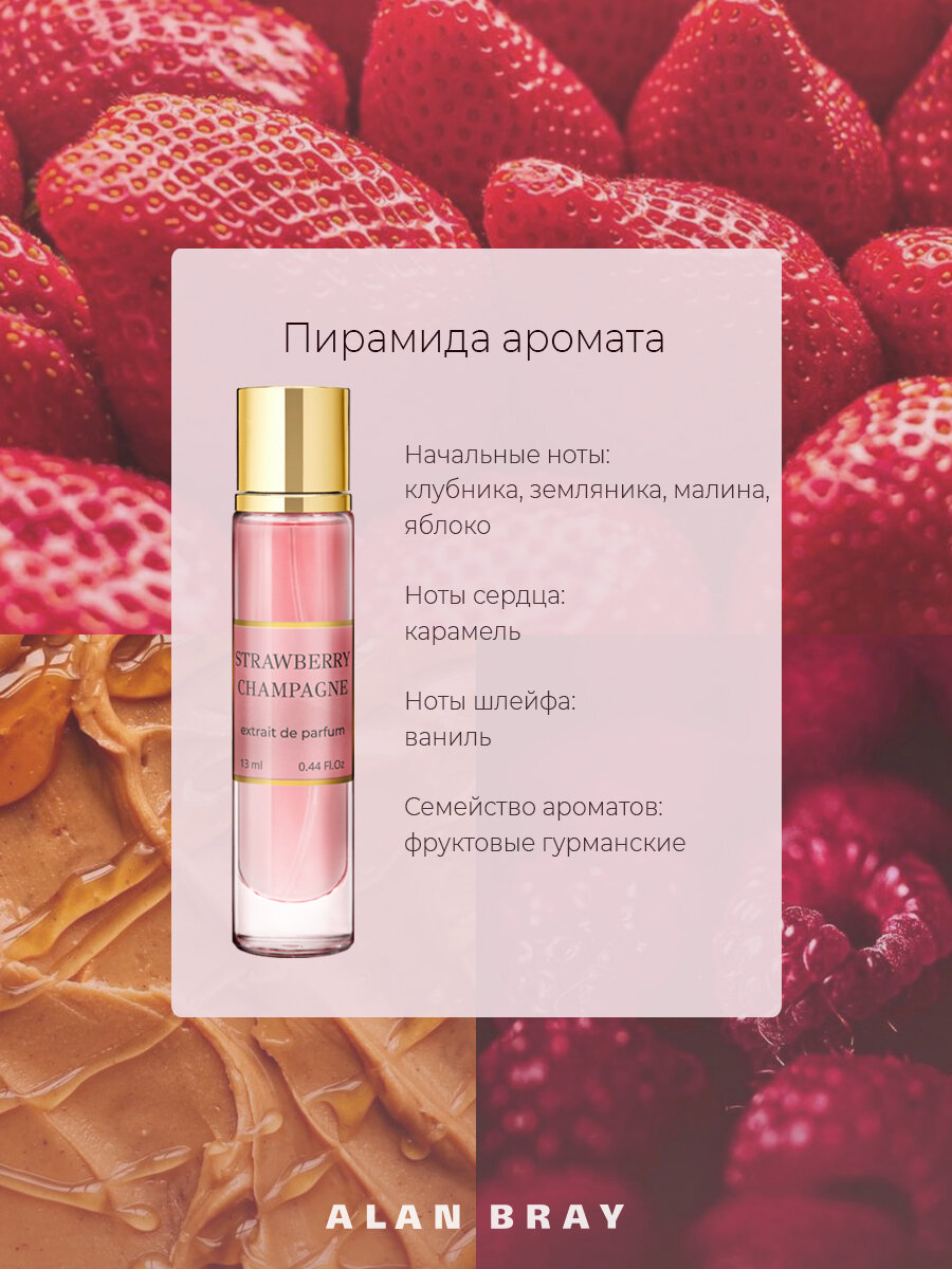 Духи женские сладкие Alan Bray Maison Strawberry Champagne 13 мл парфюм женский клубника, шампанское — фото 1