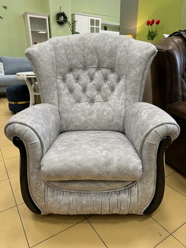 Изображение товара Под заказ. Кресло для отдыха "Фаворит" цвет-микровелюр мягкий светло-серый мрамор. SIESTA BRILLIANT