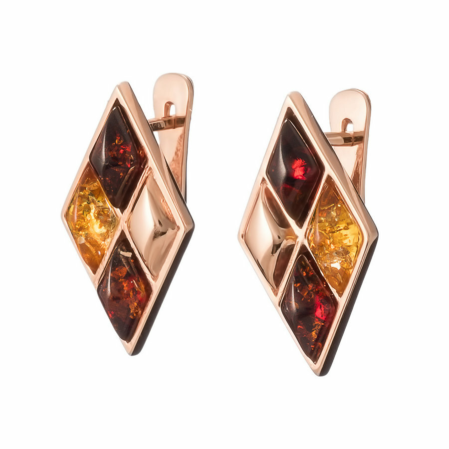 Серьги Amberprofi, серебро, 925 проба, янтарь