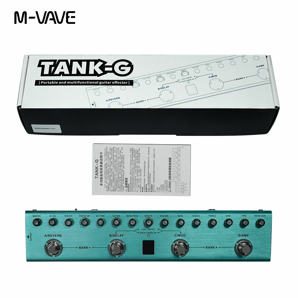 M-WAVE Tank-G Перезаряжаемая педаль мультиэффектов для гитары — фото 1