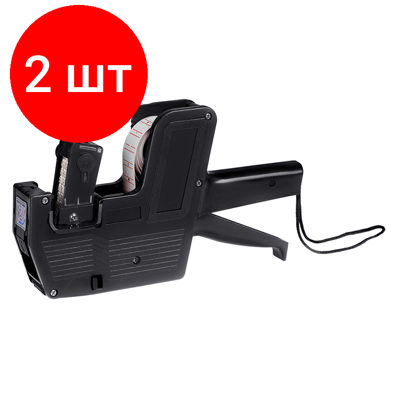 Комплект 2 шт, Этикет-пистолет OfficeSpace однострочный, прямоугольная лента, 8 символов, 21*12мм