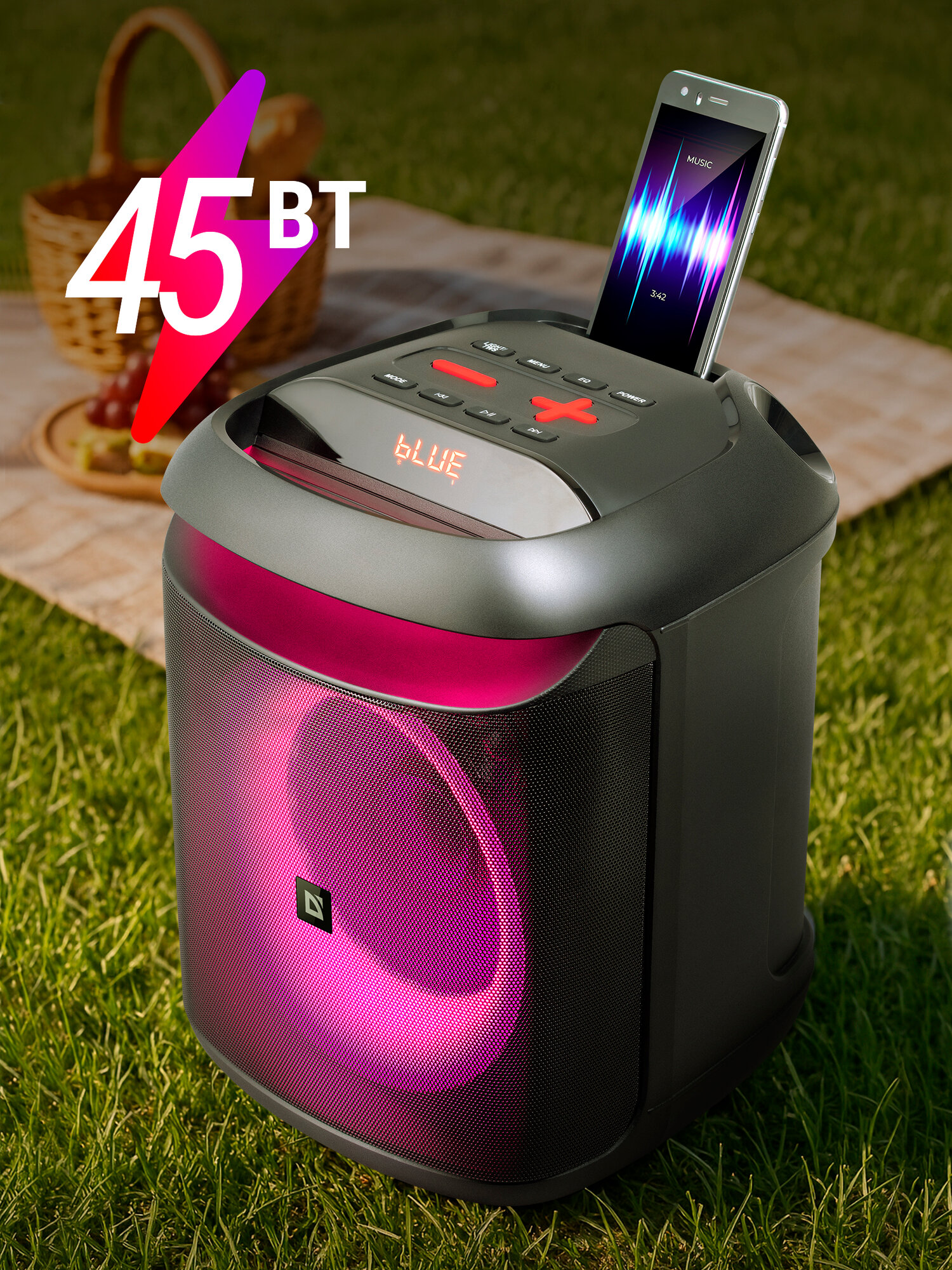 Колонка портативная музыкальная bluetooth, беспроводная с блютуз Defender BOOMER 45, 45 Вт, bluetooth, FM, USB, AUX, Type-C