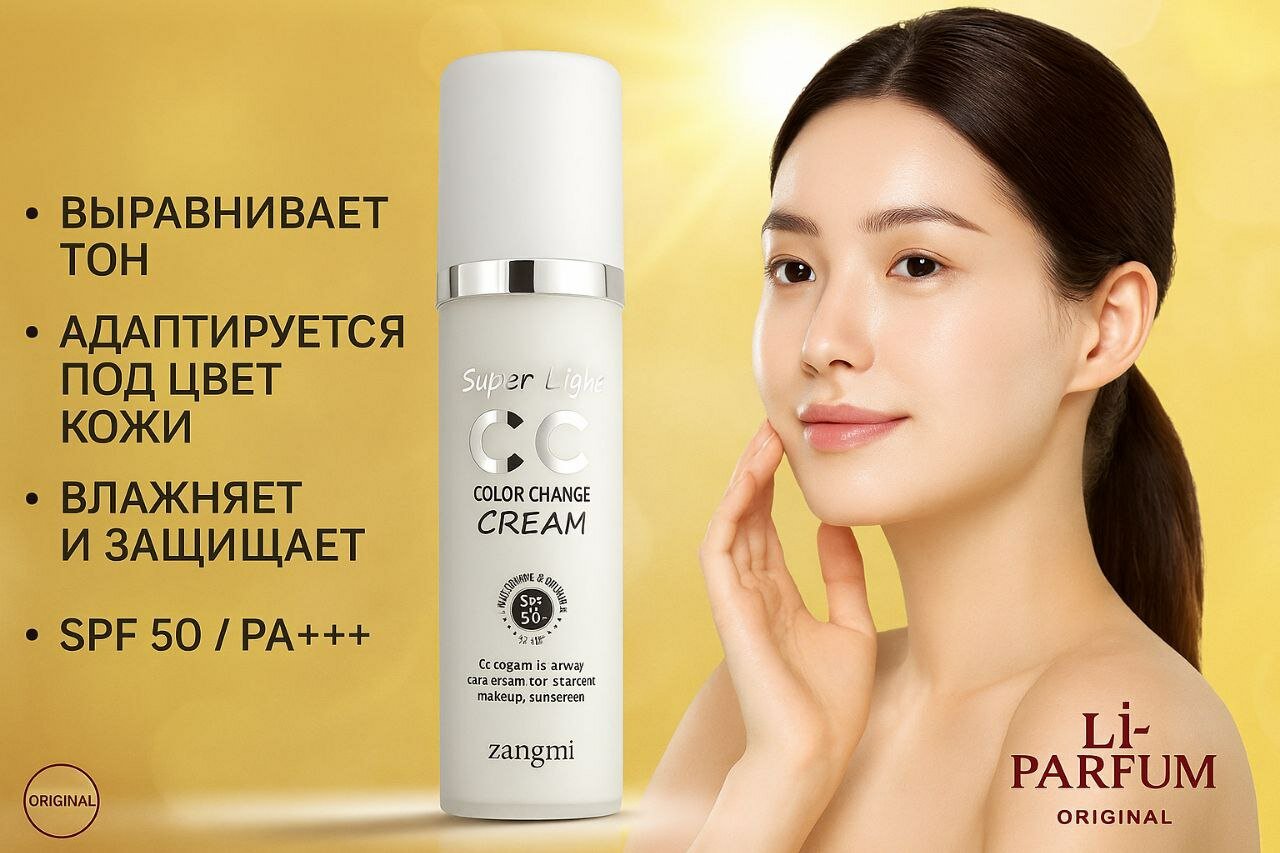 CC-крем Zangmi Super Light, 3 в 1, SPF 50+, PA+++, с эффектом Color Change