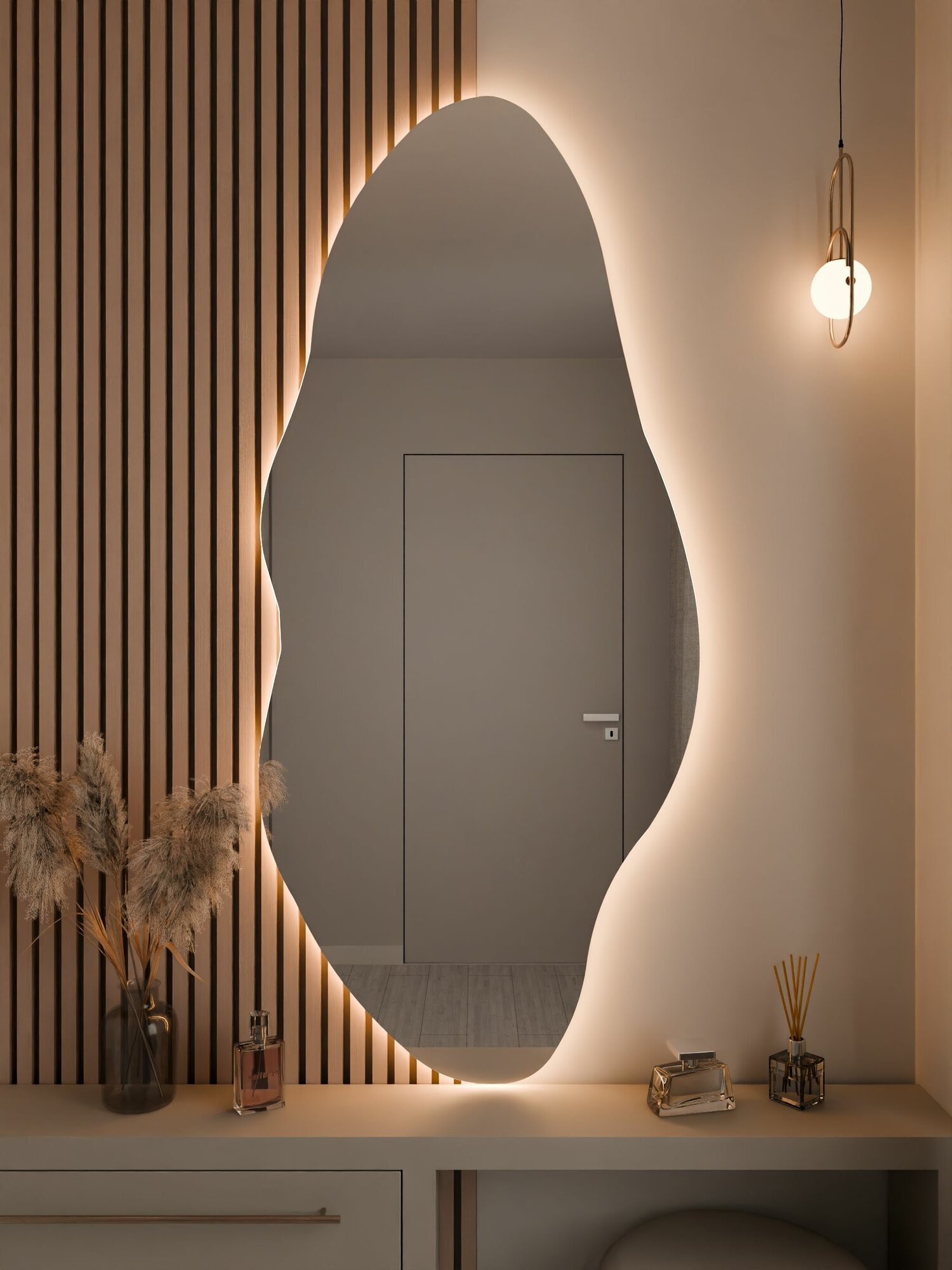 Зеркало настенное фигурное с подсветкой М4 CLOUD MIRROR 165х75 см. теплый свет 3000К