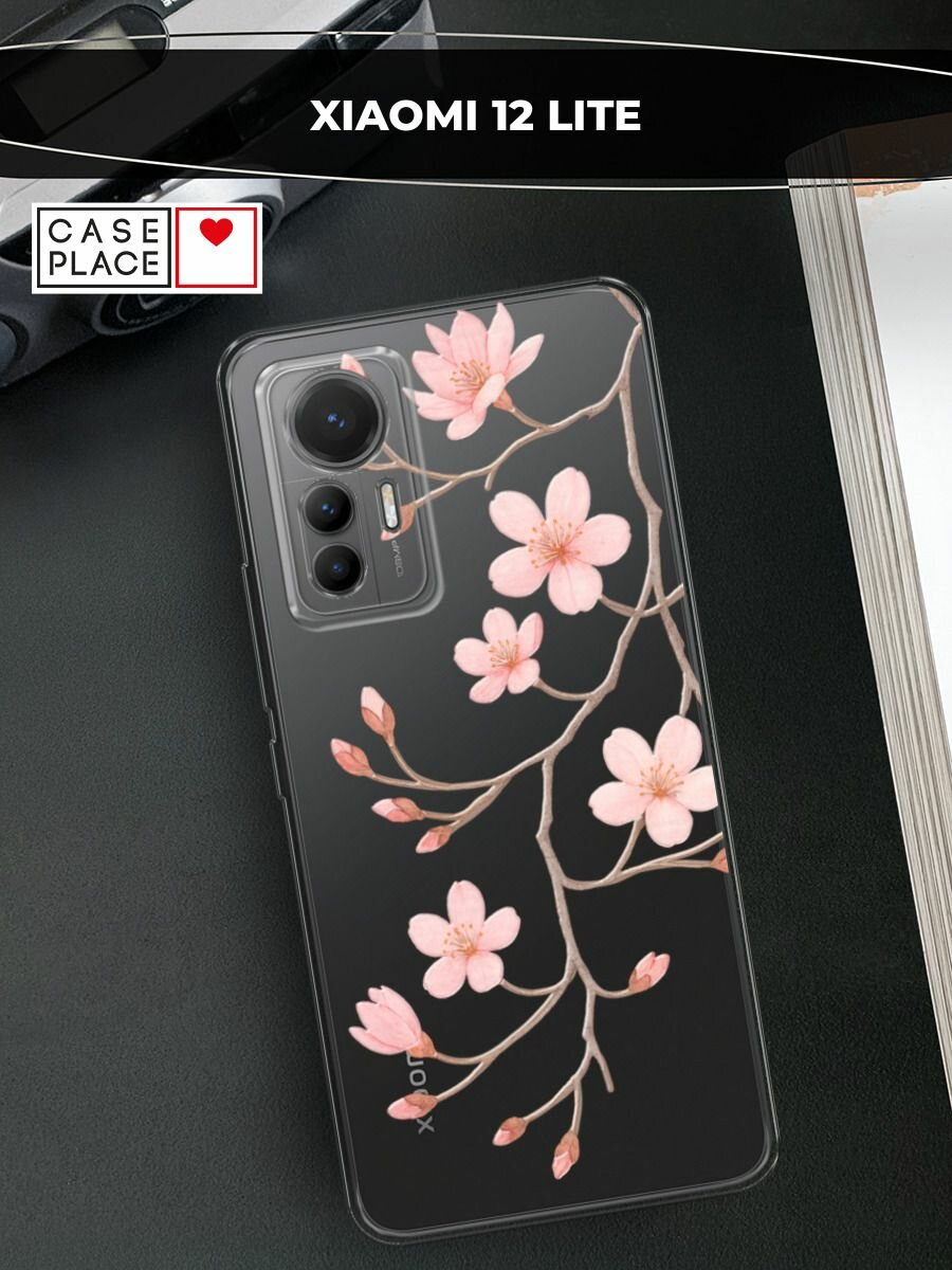 Чехол на Xiaomi 12 Lite / Сяоми 12 Лайт с принтом "Веточка распускающейся сакуры 2"