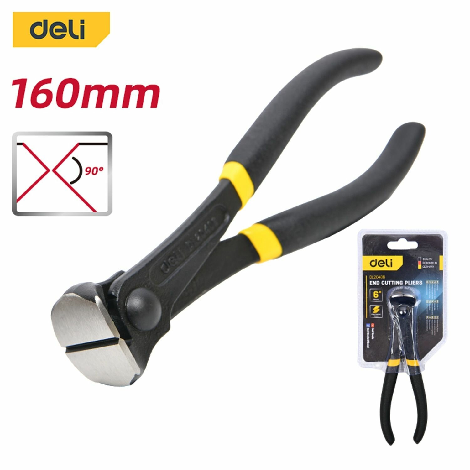 Кусачки торцовые 160мм Deli DL20406 обливная противоскользящая рукоять