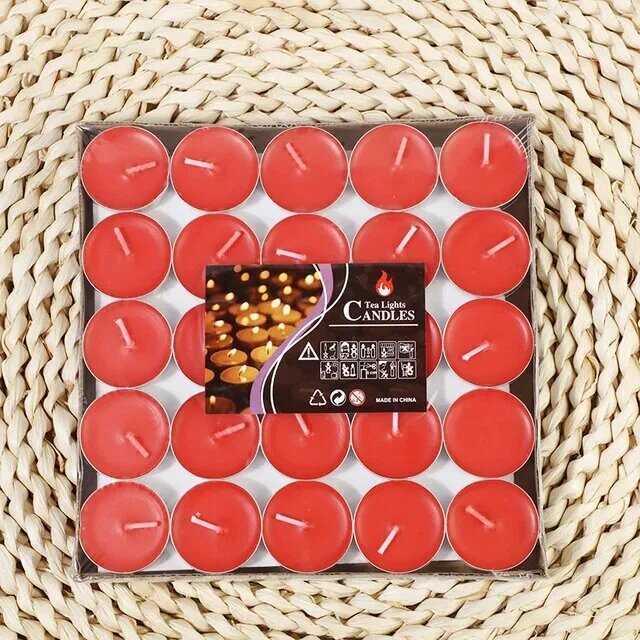 Декоративные ароматические чайные свечи Tea Lights, в форме сердца и круга, 50 шт