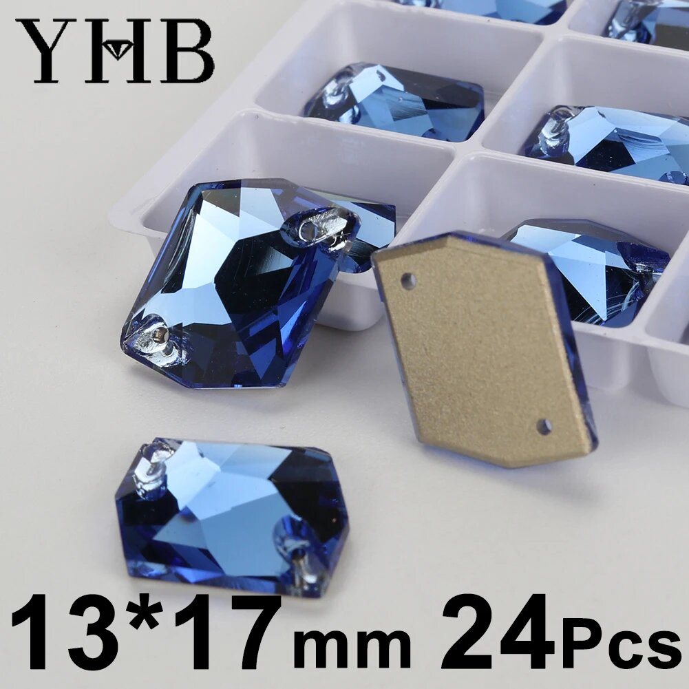 Швейные камни YHB Cosmic Sapphire 13X17mm 24шт