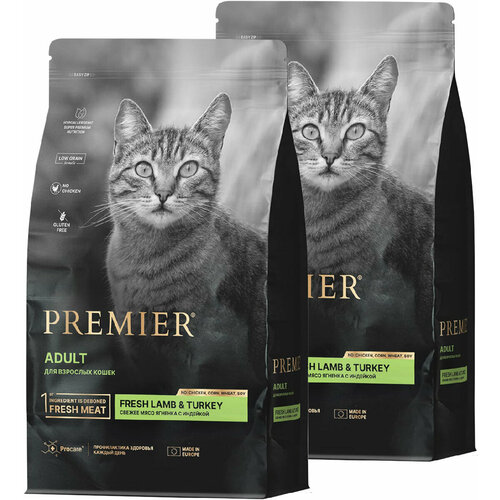 PREMIER LOW GRAIN CAT ADULT LAMB & TURKEY низкозерновой для взрослых кошек с ягненком и индейкой (0,4 + 0,4 кг) organix adult cat lamb для взрослых кошек при аллергии с ягненком 1 5 1 5 кг