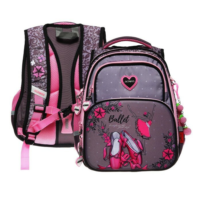 Рюкзак школьный 40 х 33 х 15 см, эргономичная спинка, Across 548, розовый ACR23-548-1
