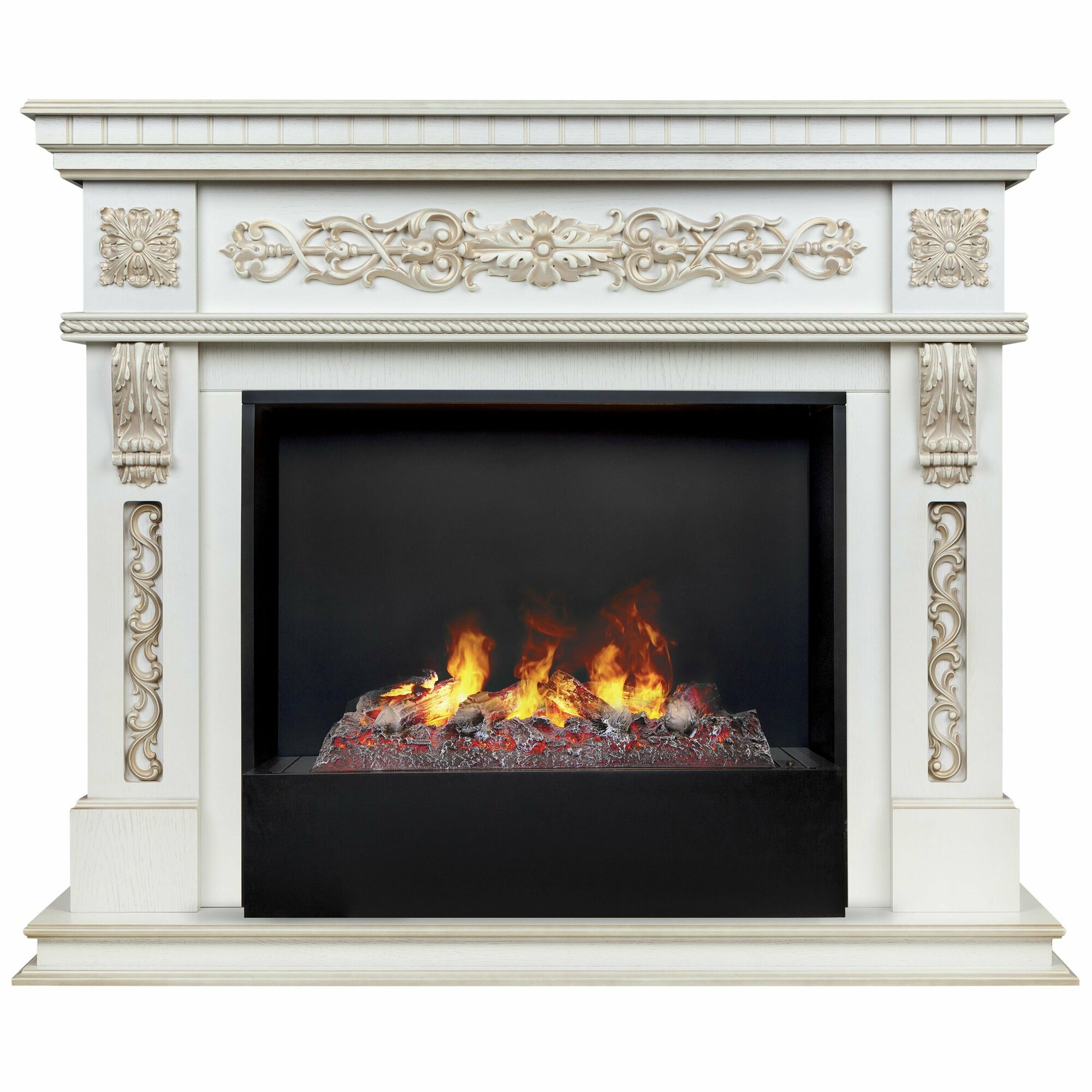 Электрокамин RealFlame ESTELLA 26/25'5 WT-519G с очагом 3D Cassette 630 дрова + Black вставка