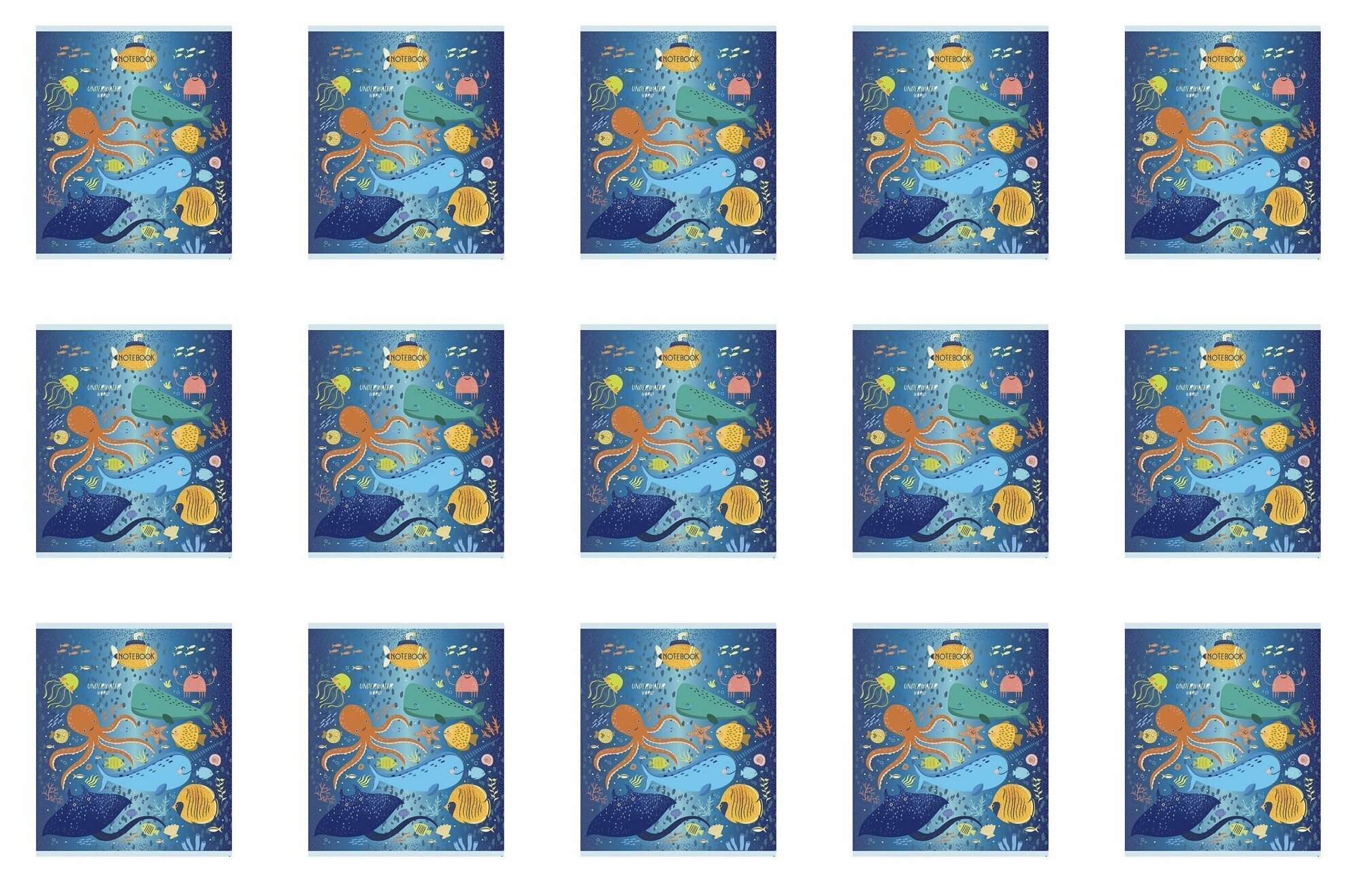 Пзбм Тетрадь Подводный мир А5, в клетку с обложкой из мелованного картона, 24 листа, 15 шт