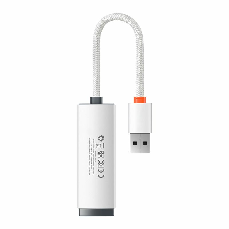 Сетевая карта Baseus Lite Series USB-A - RJ45 LAN Port White WKQX000002