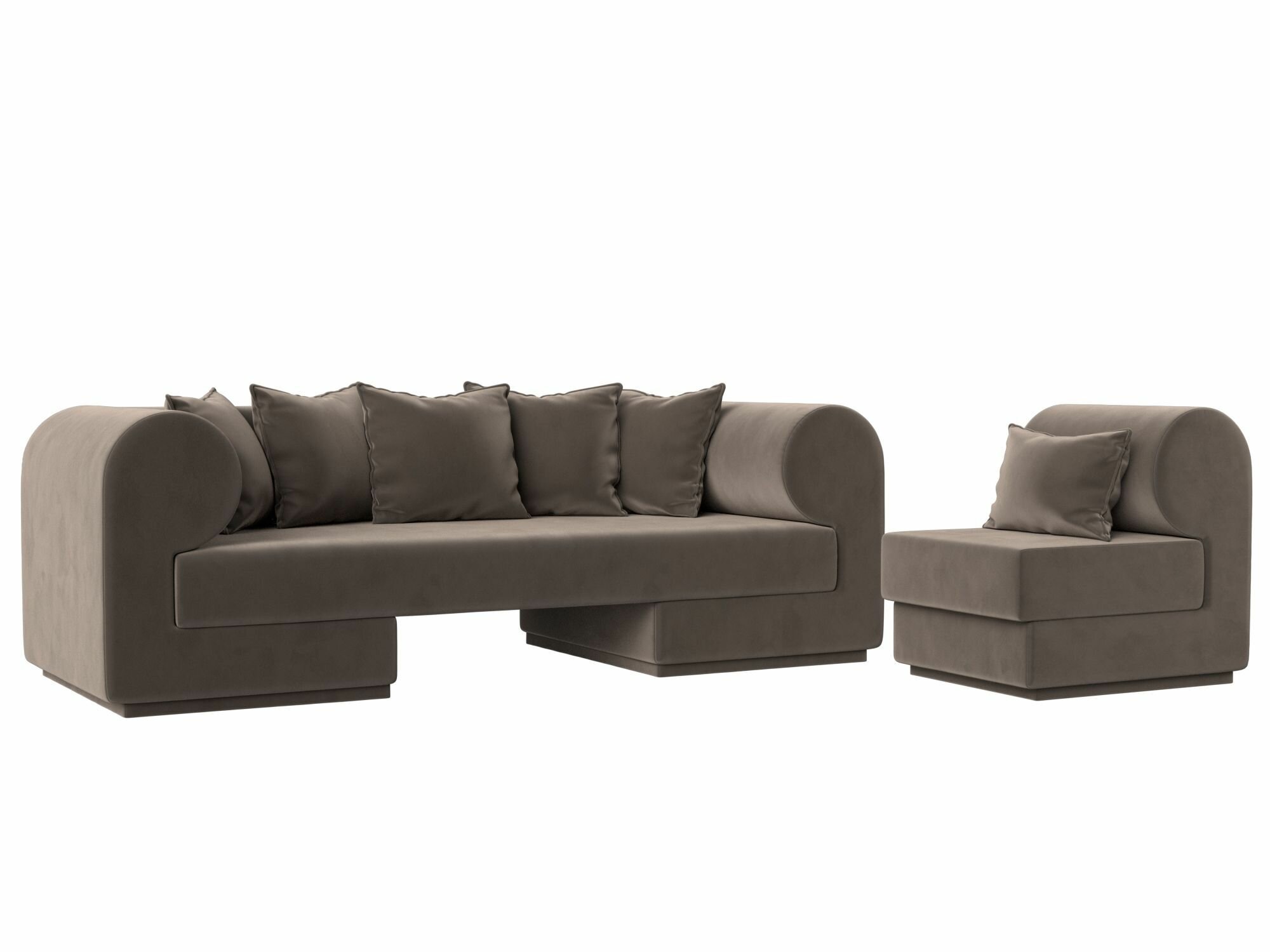 Набор Кипр-2 (диван, кресло), Велюр коричневый