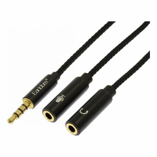 Аудио-разветвитель Earldom ET-AUX202 2x3.5 мм-AUX 3.5 мм, 0.22 м, черный аудио кабель aux earldom et aux03 3 5мм m m 1 метр черный