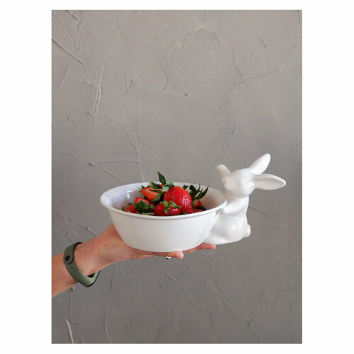 Мисочка с кроликом Claystreet Воришки 500 мл, фарфор, белая