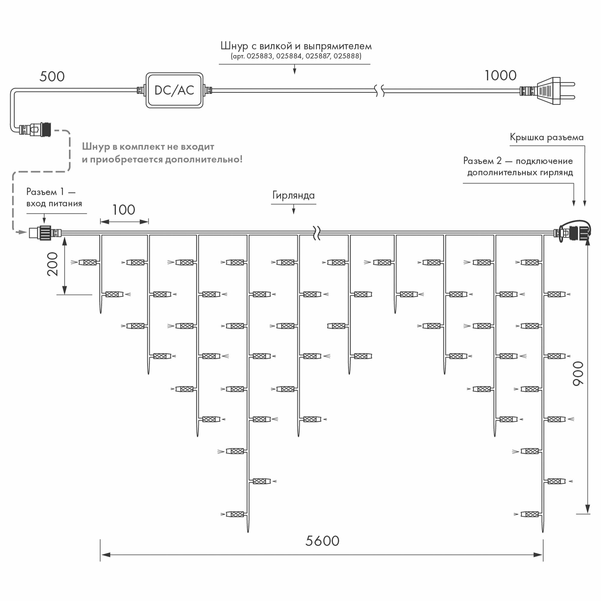 5.6*0.9м. Уличная гирлянда бахрома холодный свет Ardecoled 230V ARD-Edge-Classic-5600X900-Black-240Led-Pulse White (34922) - фото №3