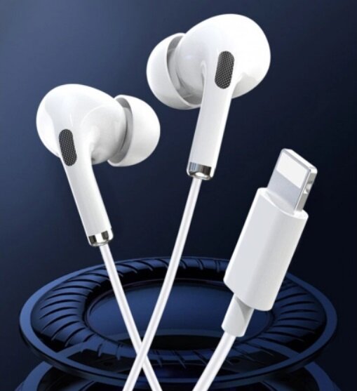 Наушники проводные для iPhone, Yesido YH34 Heavy Bass Pop Up Design, вакуумные с микрофоном, Lightning 1.2 метра, Белый
