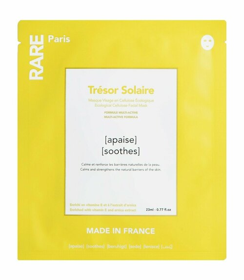 Успокаивающая и укрепляющая тканевая маска для лица Rare Paris Tresor Solaire Facial Mask