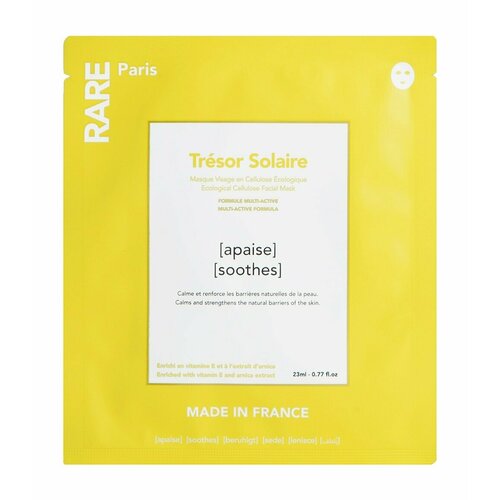Успокаивающая и укрепляющая тканевая маска для лица Rare Paris Tresor Solaire Facial Mask 1768₽