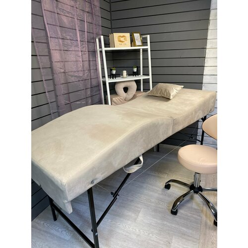 Складная анатомическая кушетка, для нарашивания ресниц, для перманентного макияжа, для косметолога, Бежевый, Велюр бежевый