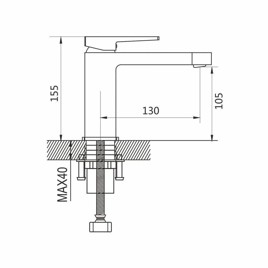 Смеситель для раковины SHEVANIK S6801T, латунь, гибкая подводка, высота излива 105мм — фото 1