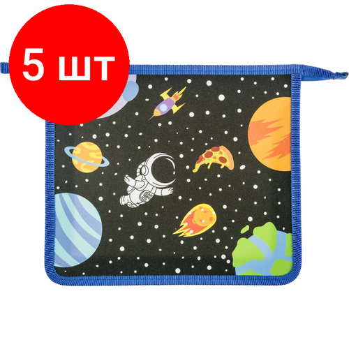 Комплект 5 штук, Папка для тетрадей №1School Space time, А5, молния, пластик, ПТ-713 комплект 30 штук папка для тетрадей 1school space time а5 молния пластик пт 713