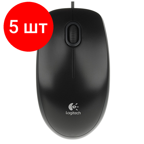Комплект 5 штук Мышь компьютерная Logitech B100 Optical Mouse USB 910-003357 553700₽