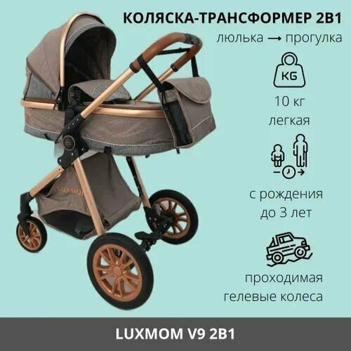 Детская коляска для новорожденных 2в1 luxmom v9 коляска трансформер luxmom a68 foofoovinng 2в1 стильная коляска для новорожденных черная