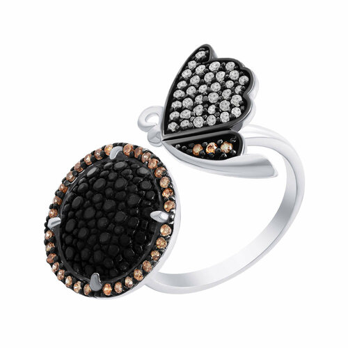 фото Кольцо element47, серебро, 925 проба, фианит, размер 16.25