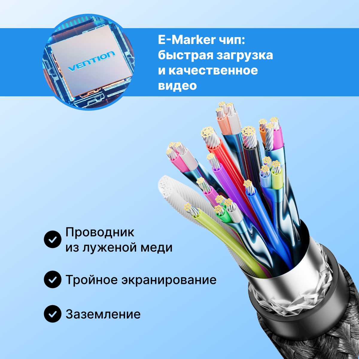 Кабель интерфейсный Vention USB 4.0 CM/CM - 1м - фото №6